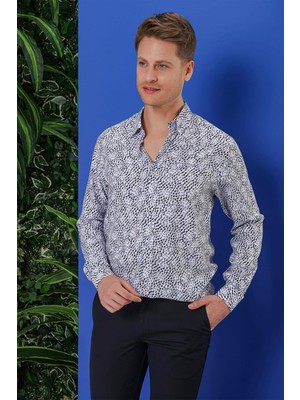 Efor Erkek G 1539 Slim Fit Beyaz Klasik Gömlek