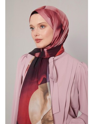 Kırmızı Soyut Desen Love Şal