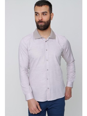 G 1491 Slim Fit Bej Spor Gömlek