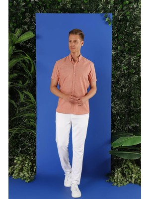 G 1556 Slim Fit Kiremit Klasik Gömlek