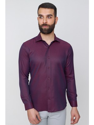 Gk 632 Bordo Klasik Gömlek