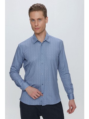 Efor Erkek G 1523 Slim Fit Mavi Spor Gömlek