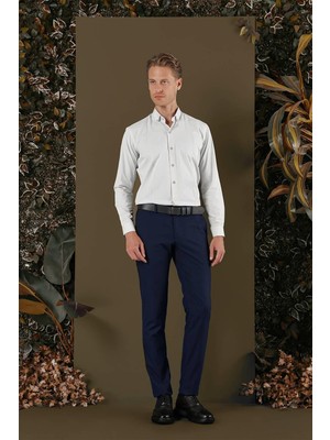 Efor Erkek GK 691 Slim Fit Mavi Klasik Gömlek
