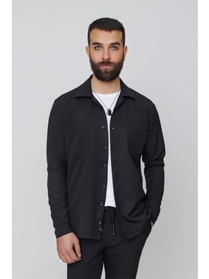 G 1484 Slim Fit Siyah Spor Gömlek