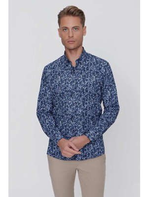 G 1521 Slim Fit Lacivert Spor Gömlek