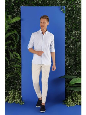 Efor Erkek G 1555 Slim Fit Açık Mavi Klasik Gömlek