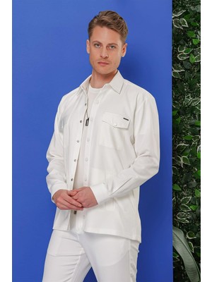 G 1534 Slim Fit Ekru Klasik Gömlek