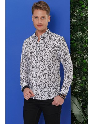 G 1546 Slim Fit Beyaz Klasik Gömlek
