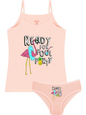 Öts Kız Çocuk Atlet Külot Likralı Somon Flamingo (%96 Pamuk - %4 Elastan)