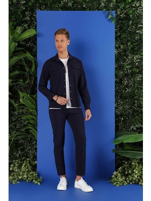 Efor Erkek G 1553 Slim Fit Lacivert Klasik Gömlek