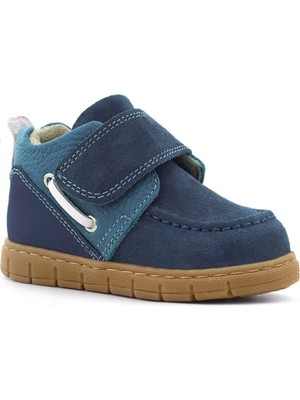 Rakerplus Hakiki Deri Mavi Cırt Cırtlı Bebek Bot