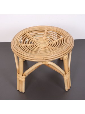 Mylamp Yumru Doğal Kubu Rattan 40X30 Sehpa & Tabure