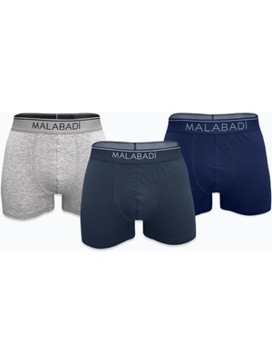 Malabadi Erkek Lacivert Gri Füme 3 Lü Premium Collection Modal Boxer 3M252