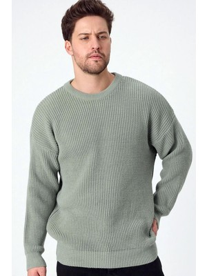 Erkek Su Yeşili (TRZ050) Bisiklet Yaka Örgülü Triko Kazak