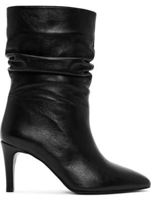 Kadın Siyah Topuklu Deri Bot 25AFD160318