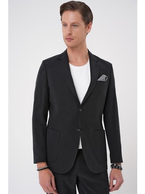Efor Erkek Slim Fit Torba Cep Spandex Karışımlı Casual Siyah Ceket C 714