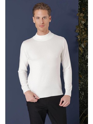 Tr 863 Slim Fit Ekru Klasik Triko