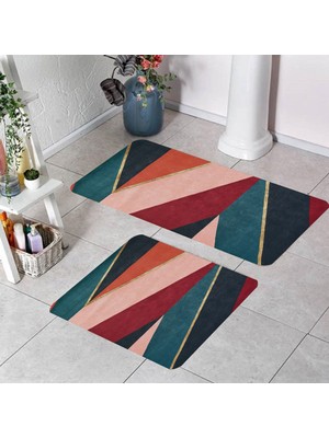 Eliana Home Dijital Baskı  Modern Banyo Halısı Ikili Banyo Paspası  LNA5185 100X60+60X50 cm