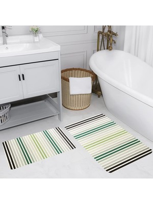 Eliana Home Dijital Baskı  Modern Banyo Halısı Ikili Banyo Paspası  LNA5181 100X60+60X50 cm