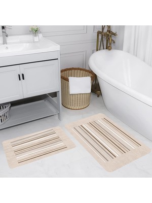 Eliana Home Dijital Baskı  Modern Banyo Halısı Ikili Banyo Paspası  LNA5226 100X60+60X50 cm