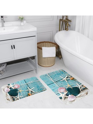Eliana Home Dijital Baskı  Modern Banyo Halısı Ikili Banyo Paspası  LNA5031 100X60+60X50 cm