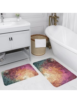 Eliana Home Dijital Baskı  Modern Banyo Halısı Ikili Banyo Paspası  LNA5096 100X60+60X50 cm
