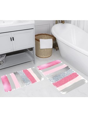 Eliana Home Dijital Baskı  Modern Banyo Halısı Ikili Banyo Paspası  LNA5261 100X60+60X50 cm