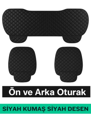 Dacia Duster 2010–SONRASI Uyumlu 3 Parça Kapitone Oturak Araba Koltuk Kumaş Siyah - Kaymaz | Trobus