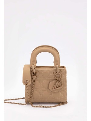 Kahve Mini Zincir Aksesuarlı El Çantası
