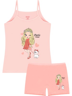 Öts Kız Çocuk Atlet Boxer Likralı Pembe Girl (%96 Pamuk - %4 Elastan)