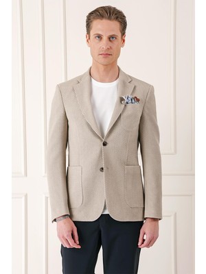 Comfort Fit Torba Cep Şeritli Dokuma Pamuk Casual Taş Ceket C 670