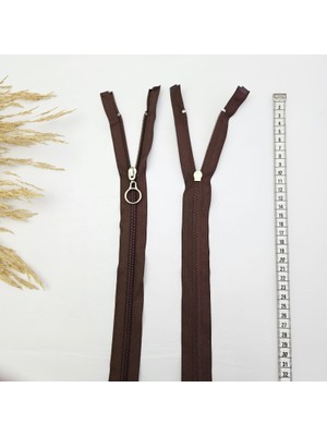 Yuvarlak Halka Fermuar | Mont-Çanta Fermuarı Uzunluk: 47 cm Kahverengi