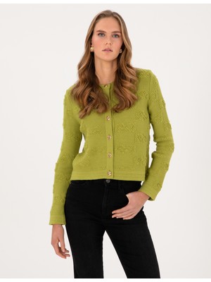 Pierre Cardin Kadın Yesıl Slim Fit Triko Hırka 50310960-VR257