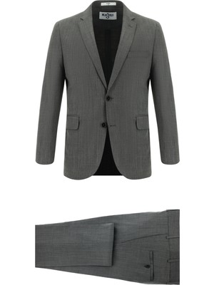Kiğılı 7 Drop Slim Fit Dar Kesim Yünlü Desenli Takım Elbise