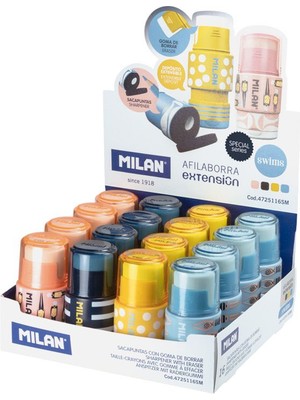 Mılan 4725116SM Extentıon Kalemtraş/silgi(Swıms) - 16ADET