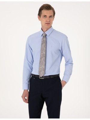 Pierre Cardin Erkek Mavi Slim Fit Uzun Kollu Basic Gömlek 50316734-VR036