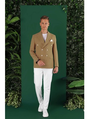 C 644 Slim Fit Camel Spor Ceket
