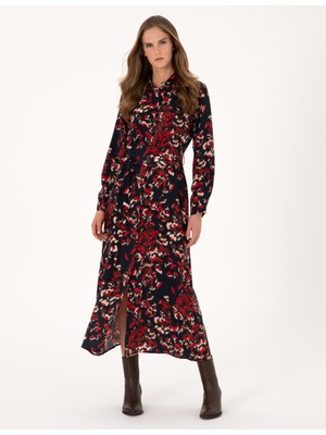 Pierre Cardin Kadın Lacivert Comfort Fit Dokuma Elbise 50314131-VR033