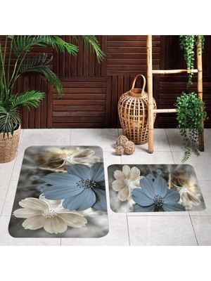 Eliana Home Dijital Baskı  Modern Banyo Halısı Ikili Banyo Paspası  LNA5108 100X60+60X50 cm