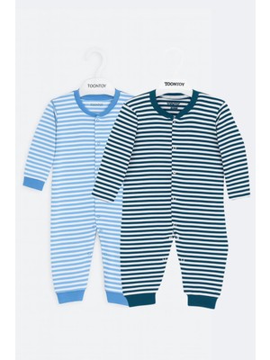 Toontoy Unisex Çizgili 2 Li Paçalı Tulum