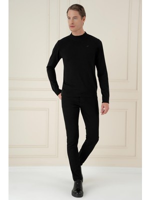 Tr 876 Slim Fit Siyah Klasik Triko