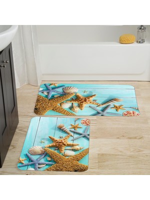 Eliana Home Dijital Baskı  Modern Banyo Halısı Ikili Banyo Paspası  LNA5017 100X60+60X50 cm