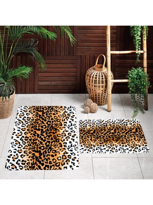 Eliana Home Dijital Baskı  Modern Banyo Halısı Ikili Banyo Paspası  LNA5164 100X60+60X50 cm