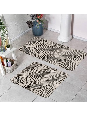 Eliana Home Dijital Baskı  Modern Banyo Halısı Ikili Banyo Paspası  LNA5134 100X60+60X50 cm