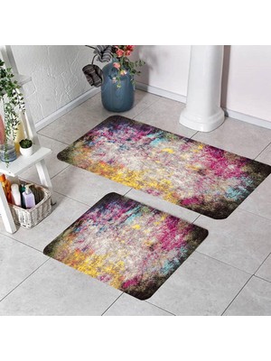 Eliana Home Dijital Baskı  Modern Banyo Halısı Ikili Banyo Paspası  LNA5160 100X60+60X50 cm