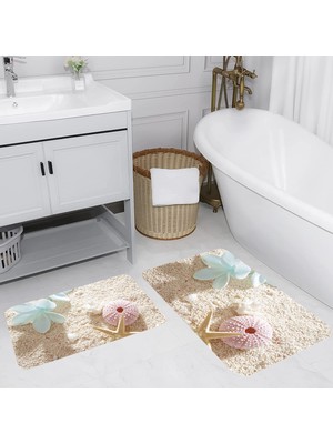 Eliana Home Dijital Baskı  Modern Banyo Halısı Ikili Banyo Paspası  LNA5023 100X60+60X50 cm