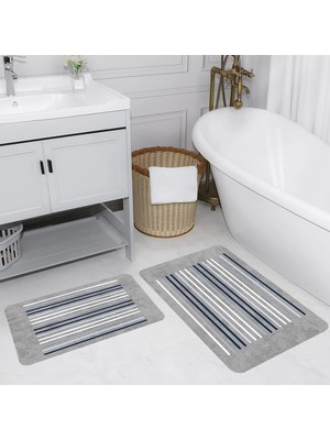 Eliana Home Dijital Baskı  Modern Banyo Halısı Ikili Banyo Paspası  LNA5227 100X60+60X50 cm