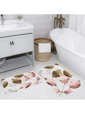 Eliana Home Dijital Baskı  Modern Banyo Halısı Ikili Banyo Paspası  LNA5212 100X60+60X50 cm