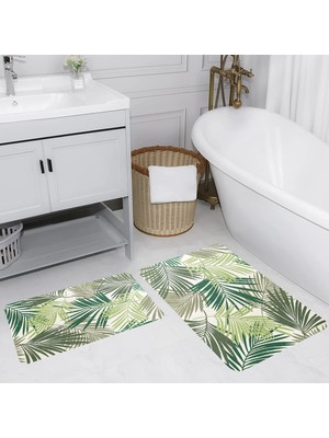 Eliana Home Dijital Baskı  Modern Banyo Halısı Ikili Banyo Paspası  LNA5182 100X60+60X50 cm