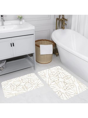 Eliana Home Dijital Baskı  Modern Banyo Halısı Ikili Banyo Paspası  LNA5094 100X60+60X50 cm